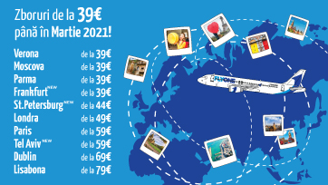 FLYONE pune în vânzare bilete pentru zboruri până în Martie 2021,  de la doar 39 EUR!