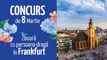CÂȘTIGĂ ZBOR TUR-RETUR PENTRU 2 PERSOANE ÎN FRANKFURT